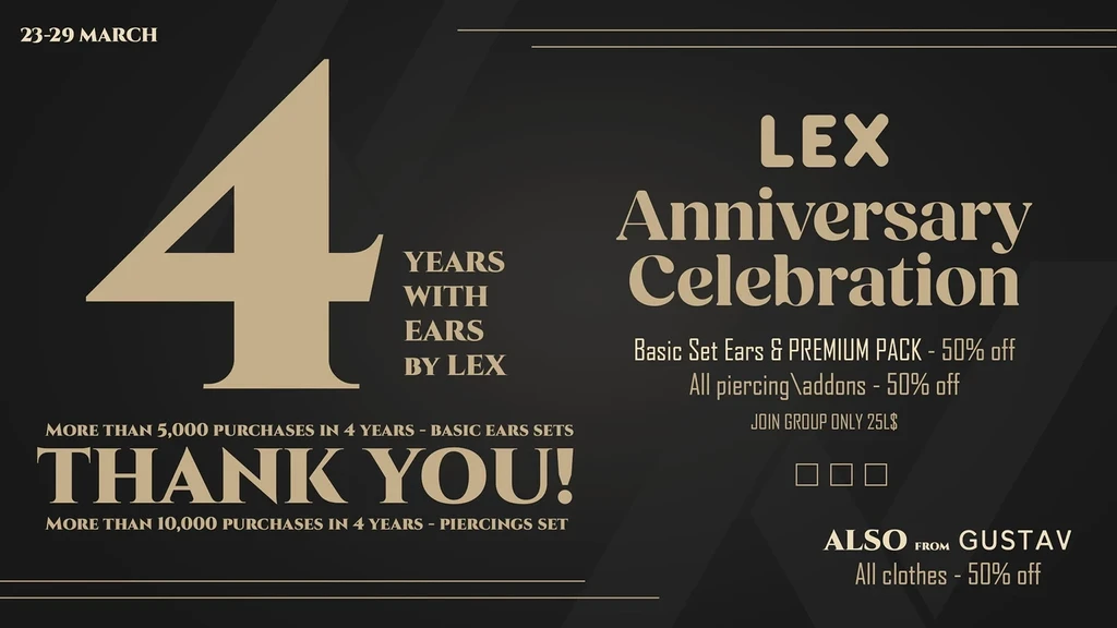 4th Anniversary Celebration with 50% Off Specific Items @ LEX